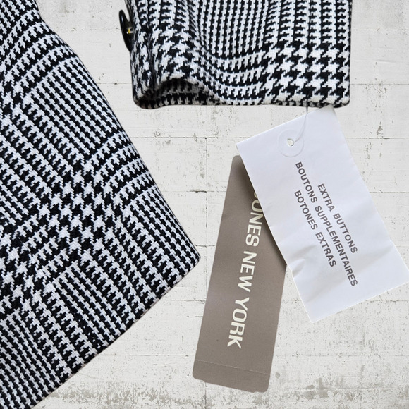 90s Jones New York Houndstooth Belted Office Blazer Prince of Wales Size 8 NWT - Picture 7 of 15